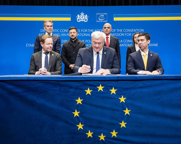 JUST IN: European leaders signed a treaty to create a Ukraine war damages body in The Hague, aiming to oversee reparations and accountability for Russia’s invasion...