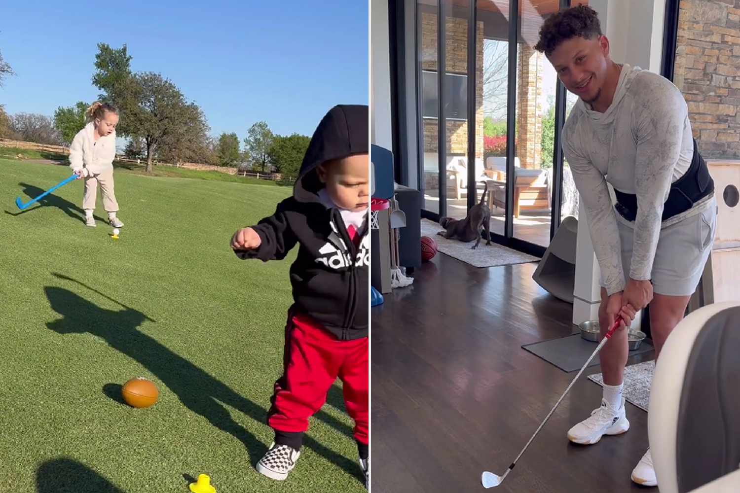 "Family Fun: Patrick Mahomes Hits the Golf Course with Daughter Sterling and Son Bronze