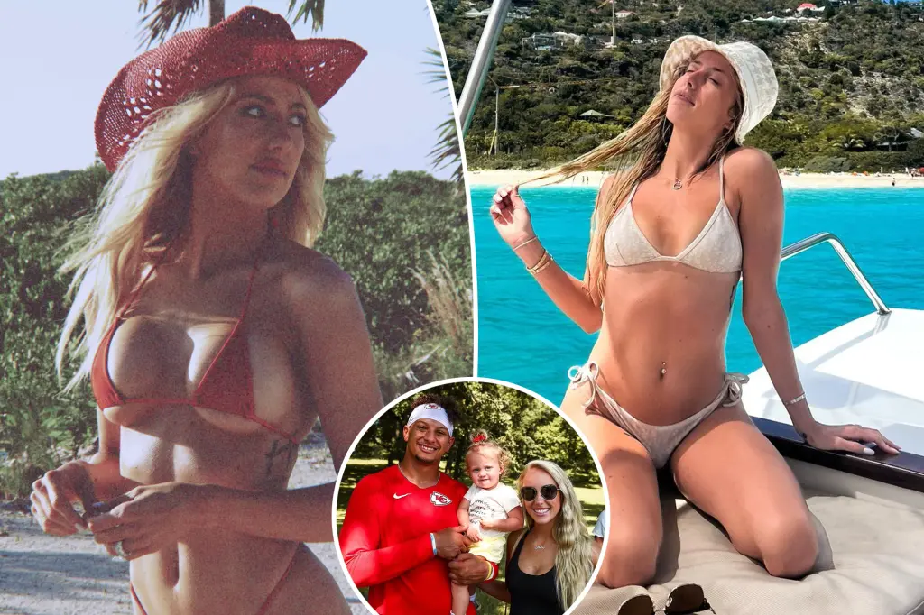 Inappropriate Display: Brittany, Wife of Patrick Mahomes, Flaunts Busty Figure in Red Bikini, Two Years Following Speculation on Breast Enhancement