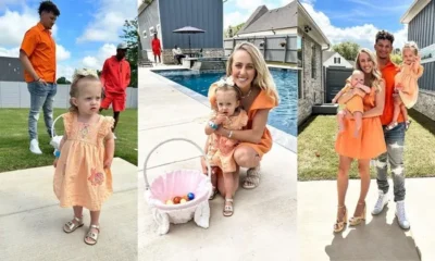 "Family Bond" Patrick Mahomes celebrates Easter with his family as the Chiefs QB and his wife Brittany help set up an egg hunt for their two children.