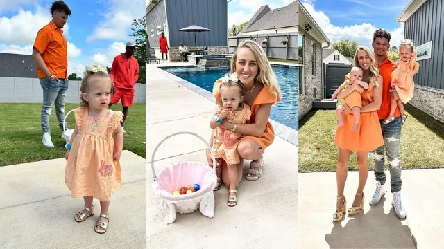 "Family Bond" Patrick Mahomes celebrates Easter with his family as the Chiefs QB and his wife Brittany help set up an egg hunt for their two children.