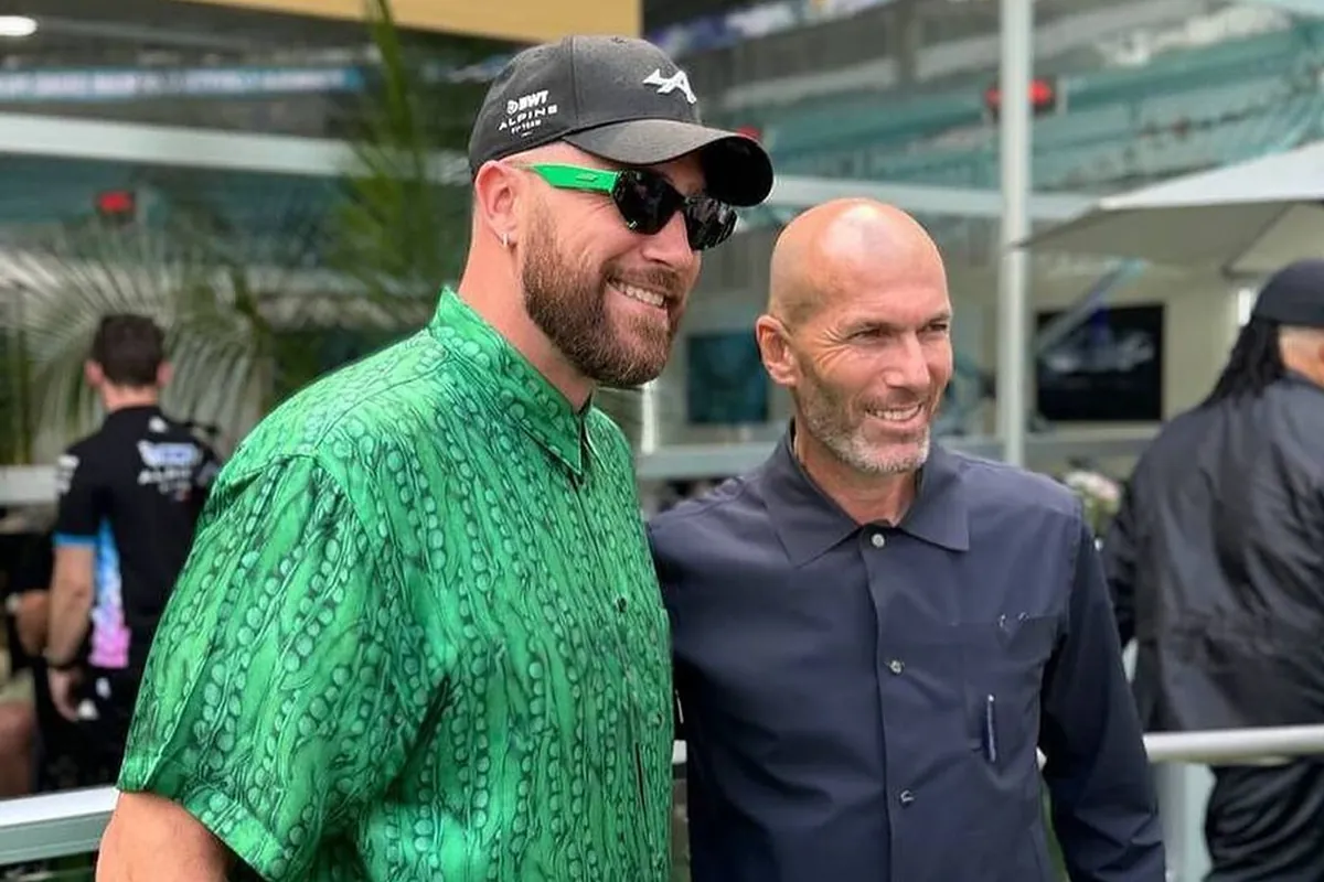 Living Legends: Travis Kelce's wild week continues as he meets Zinedine Zidane at the Miami GP