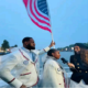 LeBron James and Coco Gauff bearing the flag for Team USA! Bron is the first male basketball player to carry the United States flag in U.S. history.