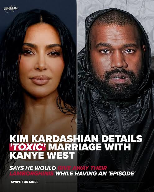 Kim Kardashian has opened up about the end of her marriage to Kanye West, saying the relationship is “toxic...