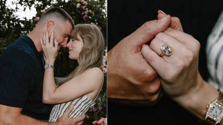 Amazing: Taylor Swift happily flashed her engagement ring while out with Travis Kelce at his 1587 Prime steakhouse in Kansas City, Mo...