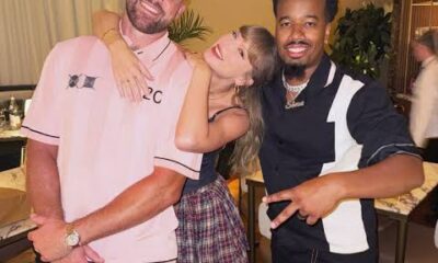 Amazing: Taylor Swift happily flashed her engagement ring while out with Travis Kelce at his 1587 Prime steakhouse in Kansas City, Mo...