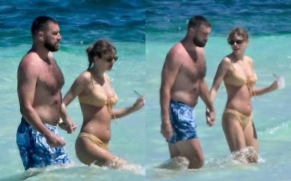 Breaking News : Taylor swift was seen at the beach with her boyfriend Travis Kelce having a romantic getaways together...