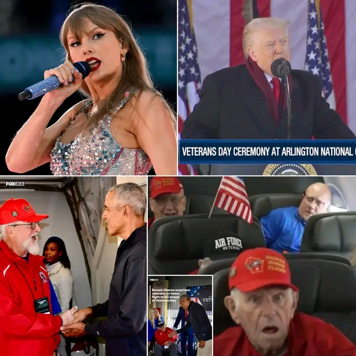 Taylor Swift has always known how to use her platform to make people feel something. Whether through her songs, her speeches, or her silence, she’s become a figure who can turn a moment into a mirror for society. And on this Veterans Day, her reflection wasn’t about her music or her fame—it was about reminding America of the kind of humility that once defined its leaders. While Trump’s team brushed off her remarks as “another celebrity seeking attention,” the impact of her words was undeniable. Her statement struck a chord in a time when people are craving authenticity more than ever. The comparison between Obama’s quiet dignity and Trump’s boastful tone painted a powerful picture, one that many found impossible to ignore.