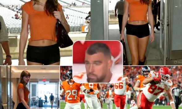 JUST IN: Taylor Swift Makes a Late, Picture-Perfect Appearance at the Chiefs–Broncos Game, but Fans Call Out Her “Confusing” Outfit—Saying the Color Looks Like She’s Supporting the Broncos—and Travis Kelce’s Reaction Once He Realizes How They’re Treating Her Is Impossible to Ignore