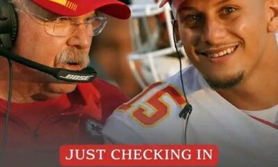 Looking at this photo, you don’t just see a coach and a quarterback — you see the heartbeat of Kansas City. No big speeches, no drama. Just a quiet lean-in, a calm smile, and the kind of trust built through storms, comebacks, and years of doing the impossible together.