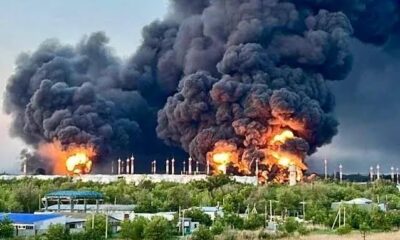 KABOOM Russia doesn’t appear to have any meaningful air defence in the face of Ukraine dismantling their bomb factories. Smoke is visible at the Akron chemical plant in Veliky Novgorod...