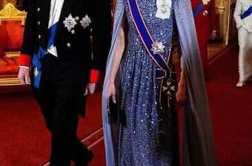 The Prince and Princess of Wales arrive to attend a State Banquet at Windsor Castle in Windsor.