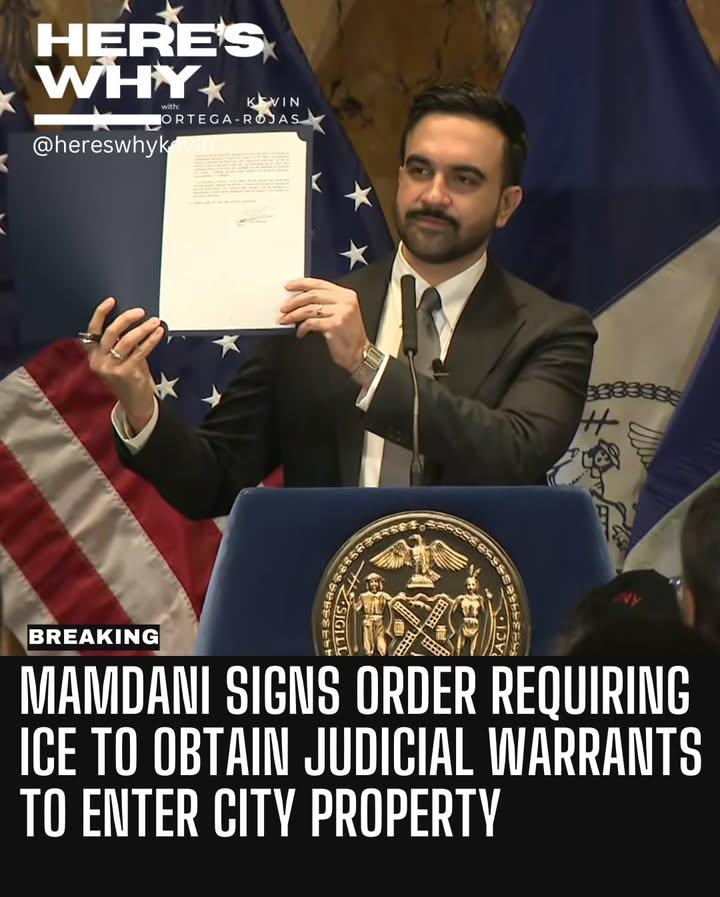 Zohran Mamdani has signed a new executive order that requires ICE to obtain a judicial warrant before entering New York City property...