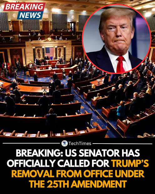 JUST IN : US Senator has officially called for Trump’s removal from office under 25th Amendment of The Constitution of the United States...