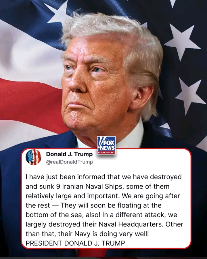 PRESIDENT TRUMP: "I have just been informed that we have destroyed and sunk 9 Iranian Naval Ships, some of them relatively large and important." "In a different attack, we largely destroyed their Naval Headquarters. Other than that, their Navy is doing very well!"