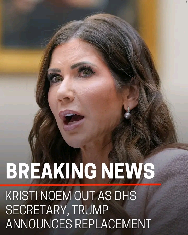 BREAKING: President Donald Trump has removed Kristi Noem from her position as secretary of Homeland Security...